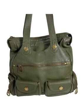 Vintage Y2K Marc Jacobs Sage/Olive Leather w/ Brass Hardware Shoulder Handbag